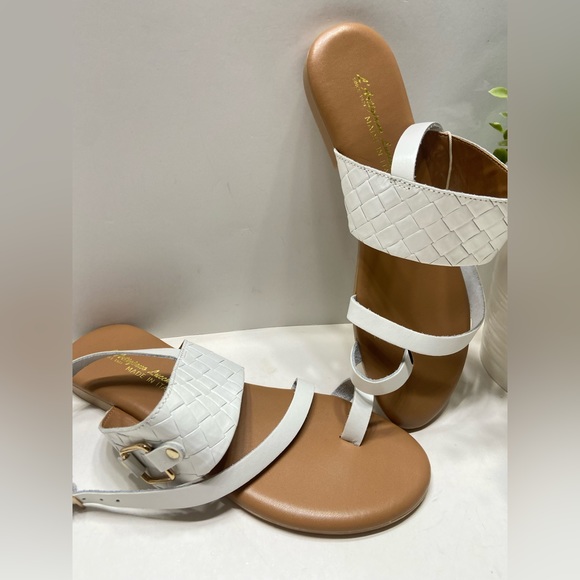 NEW L'artigiano Lucchese Women’s Toe Loop Sandals White Made in Italy Size 7.5 - Picture 8 of 8